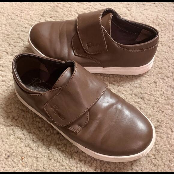 SALE 🎊PENGUIN UNISEX Leather BROWN VELCRO SNEAKER 2 - Picture 11 of 11
